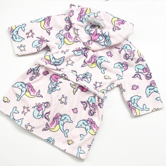 Saint Eve Swim toddler girls mermaid sea creatures terry cloth swim robe - Picture 2 of 4